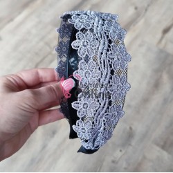 Bentita deosebita pentru par din Dantela lata BTP088EE - Gri